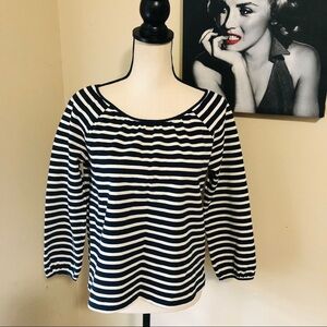 J. Crew Striped Scoop Neck Tie Blouse